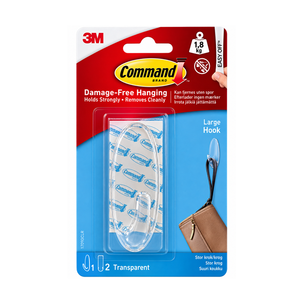 Självhäftande krok | 3M Command | transparent | 1,8kg | 1st SE001437 - 1