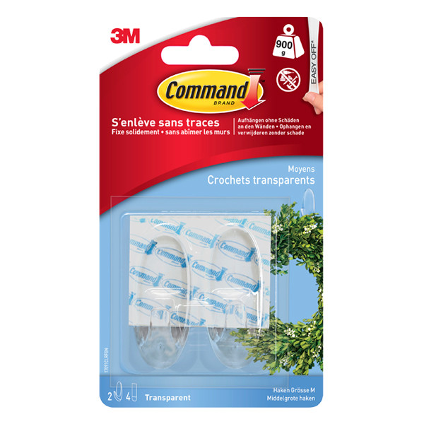 3M Självhäftande krok medium | 3M Command | transparent | 900g | 2st 17091CLR 214556 - 1