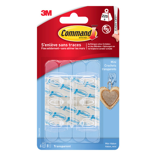 3M Självhäftande krok små | 3M Command | transparent | 225g | 6st 17006CLR 214557 - 1