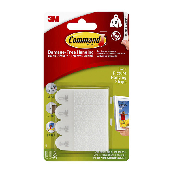 3M Självhäftande tavelupphängningsstrips små | 3M Command | vit | 4st 7100109415 214525 - 1