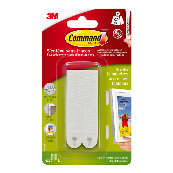 3M Självhäftande tavelupphängningsstrips stora | 3M Command | vit | 4st 17206C 214500 - 1