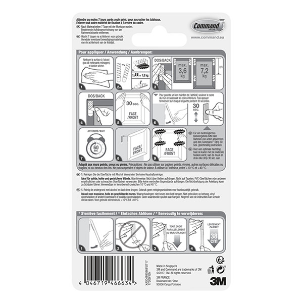 3M Självhäftande tavelupphängningsstrips stora | 3M Command | vit | 4st 17206C 214500 - 2