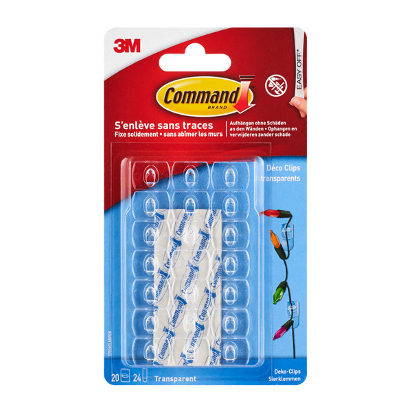 3M Självhäftande väggklämma | 3M Command | transparent | 20st 17026CLR 17026CLRN 214505 - 1