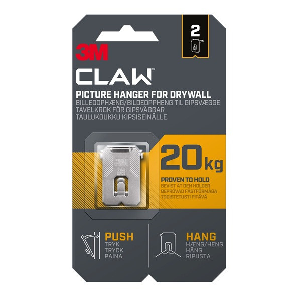 Tavelkrok för gipsvägg | 3M Claw | 20kg | 2st SE001432 - 1