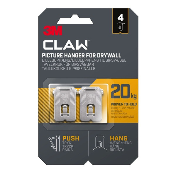 Tavelkrok för gipsvägg | 3M Claw | 20kg | 4st SE001433 - 1