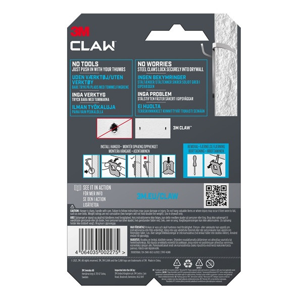Tavelkrok för gipsvägg | 3M Claw | 7kg | 4st SE001436 - 3
