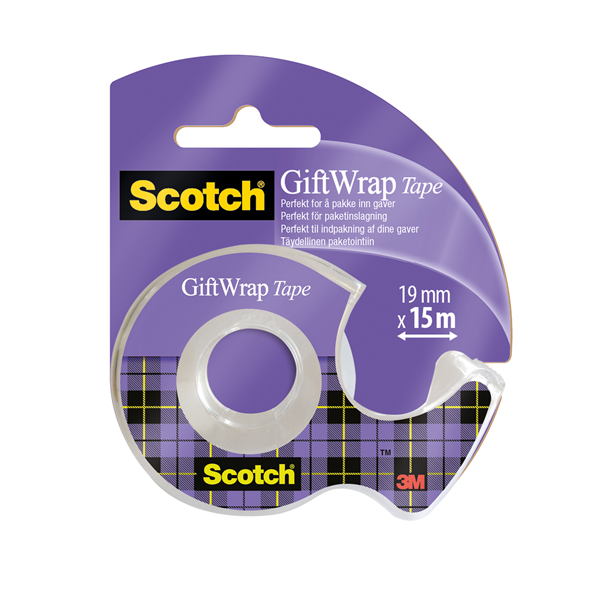 Tejp 19mm x 15m + tejphållare | 3M Scotch GiftWrap SE001477 - 1