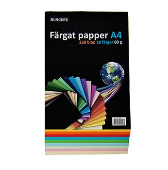 80g A4 färgat papper | blandade färger | Büngers 250 ark 361652 - 1