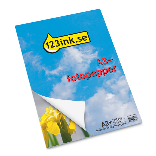 A3+ 260g 123ink fotopapper | Högglans Glossy  | 20 ark $$  064166 - 1