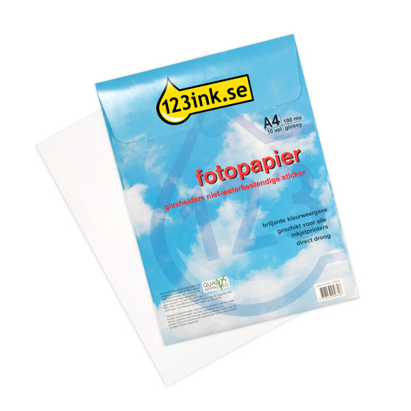 A4 123ink fotopapper etiketter | självhäftande PVC | transparent | 10 ark  300225 - 1