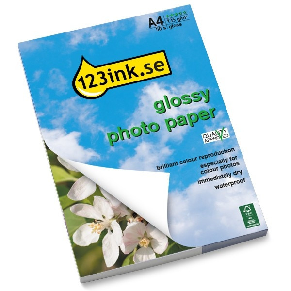A4 135g 123ink fotopapper | High Gloss | 50 ark  064040 - 1
