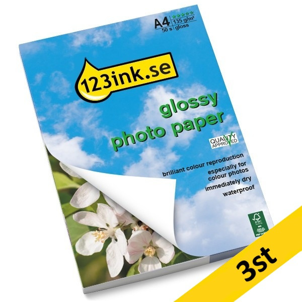 A4 135g 123ink fotopapper FSC® | High Gloss | 50 ark x3⭐ 302013 - 1