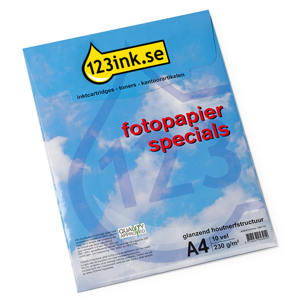 A4 230g 123ink fotopapper | Glossy Träkornsstruktur | 10 ark  064178 - 1