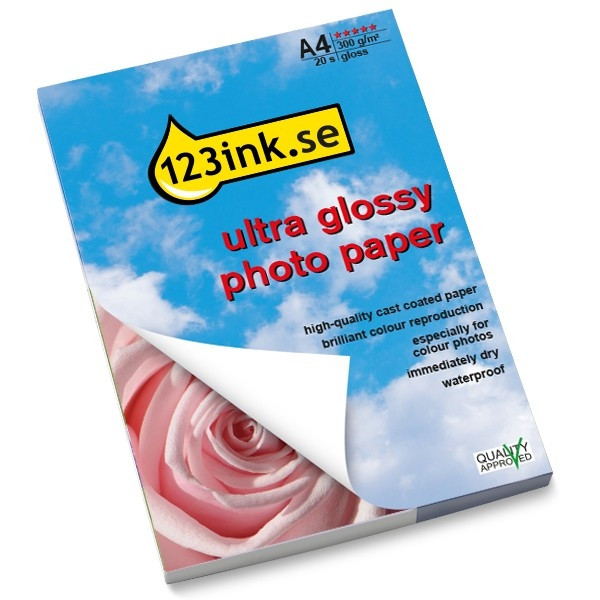 A4 300g 123ink fotopapper | Ultra Glossy | 20 ark $$  064140 - 1