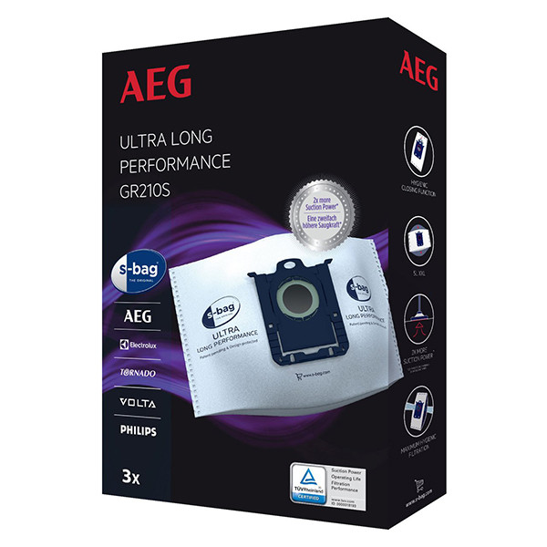 AEG GR210S S-bag Ultra Long Performance | dammsugarpåsar | 3 påsar (original)  SAE01018 - 1