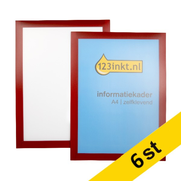 Affischram A4 | 123ink | självhäftande | röd | 6st  301727 - 1