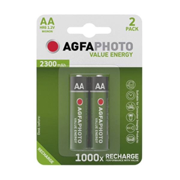 Agfaphoto uppladdningsbara Mignon AA batteri 2-pack 131-802800 290026 - 1