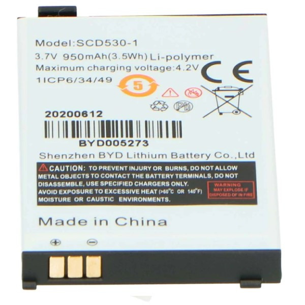 Alecto batteri 3,7V | 950mAh | SCD530-1 (orirignal) BT298555 BYD001743 BYD005273 BYD006649 SCD530-1 AAL00288 - 1