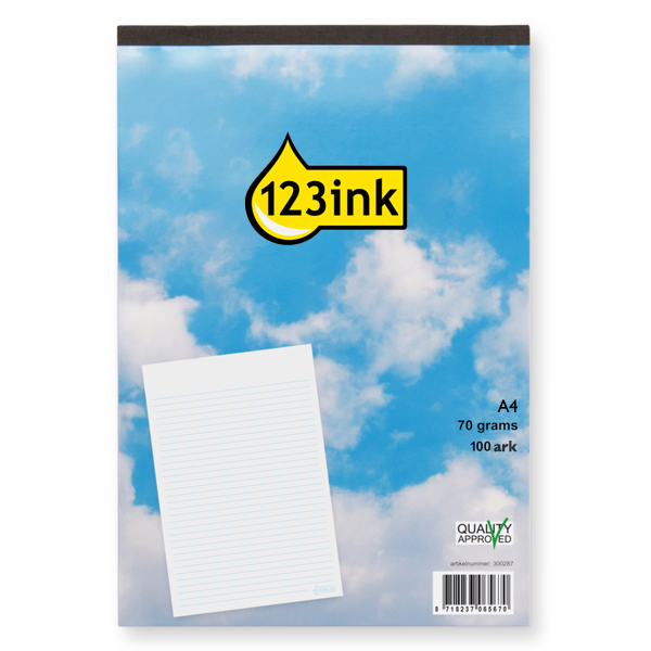 Anteckningsblock A4 linjerat | 100 ark | 123ink 300287 - 1