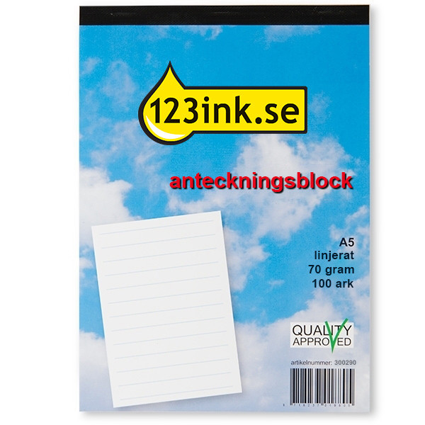 Anteckningsblock A5 linjerat | 100 ark | 123ink 300290 - 1