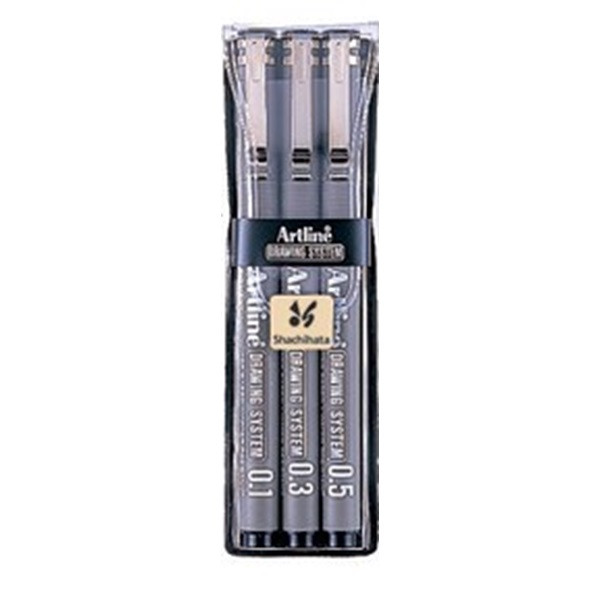 Artline Fineliner 0.1 | 0.3 | 0.5mm | Artline Drawing System | svart | 3st EK-230/3W1 501248 - 2