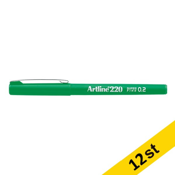 Fineliner 0.2mm | Artline 220 Superfine 0.2 | grön 12st 501227 - 1