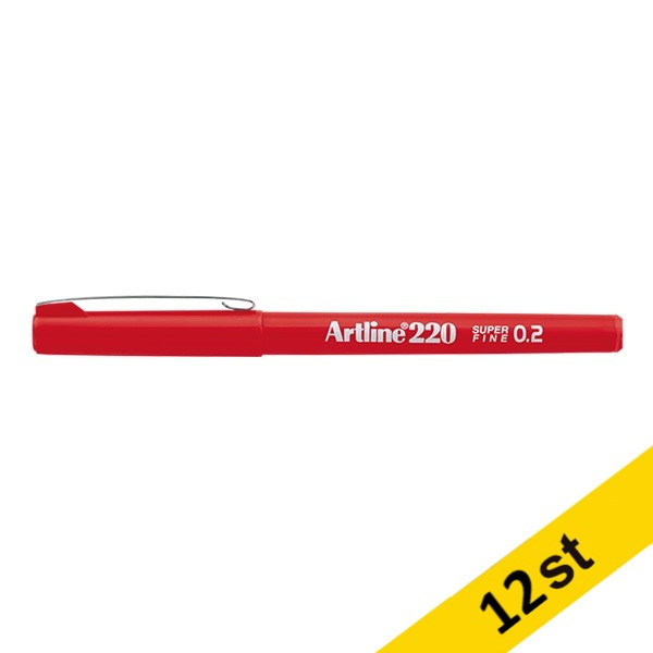 Fineliner 0.2mm | Artline 220 Superfine 0.2 | röd 12st 501229 - 1