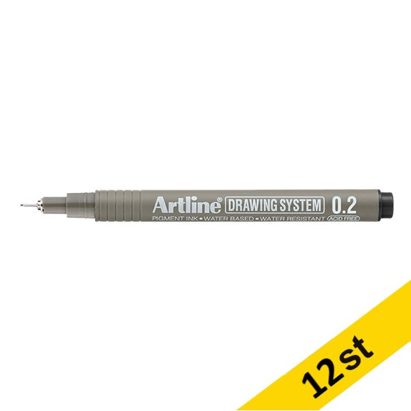 Fineliner 0.2mm | Artline Drawing System | svart 12st 501239 - 1