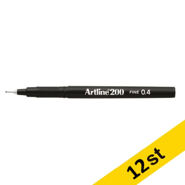 Artline Fineliner 0.4mm | Artline 200 Fine 0.4 | svart 12st  360511 - 1