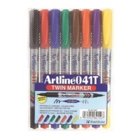 Artline Märkpenna permanent 0.4-1.0mm | Artline 041T (2-i-1) | sorterade färger | 8st 004198 238439