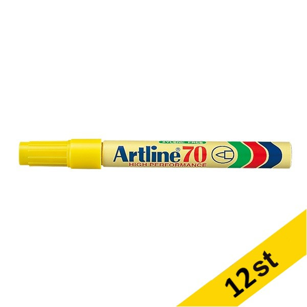 Märkpenna permanent 1.5mm | Artline 70 | gul | 12st 501049 - 1