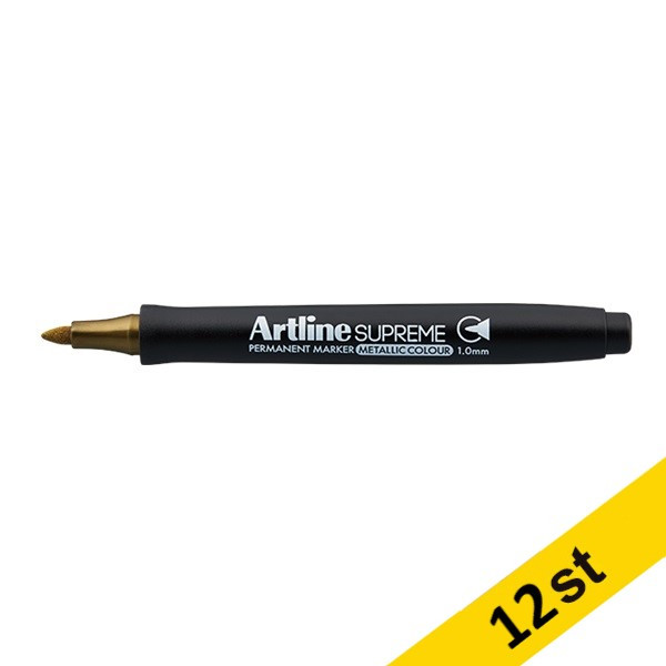 Märkpenna permanent 1mm | Artline Supreme Metallic | guld | 12st 501093 - 1