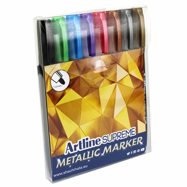 Artline Märkpenna permanent 1mm | Artline Supreme Metallic | sorterade färger | 8st EPF-790W8 501098 - 1