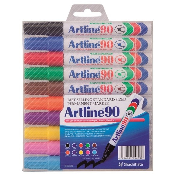 Artline Märkpenna permanent 2.0-5.0mm | Artline 90 | sorterade färger | 10st 0090W10 238431 - 1