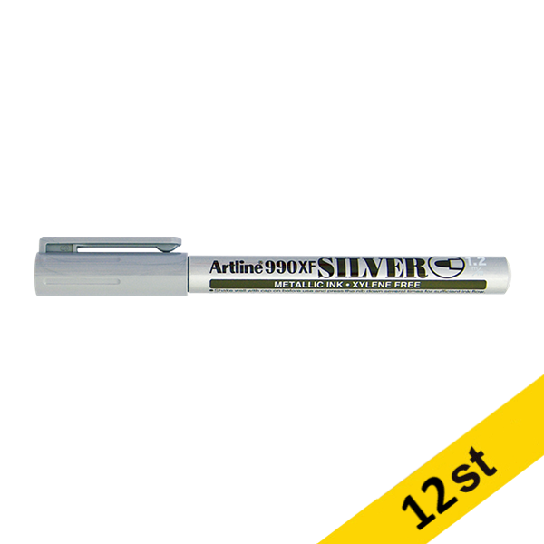 Metallic Marker permanent 1.2mm | Artline 990XF | silver | 12st 500926 - 1
