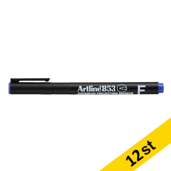 Overheadpenna permanent 0.5mm | Artline 853 | blå | 12st 500936 - 1