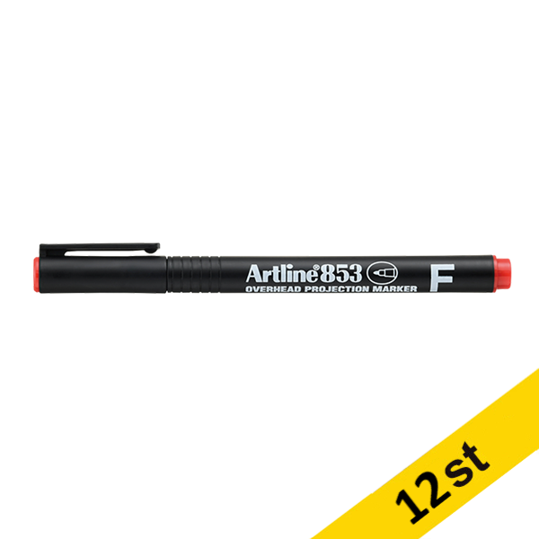 Overheadpenna permanent 0.5mm | Artline 853 | röd | 12st 500940 - 1
