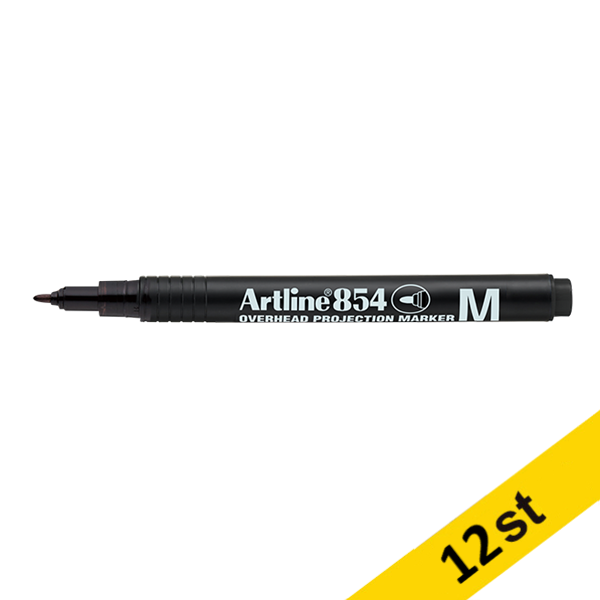 Overheadpenna permanent 1mm | Artline 854 | svart | 12st 500944 - 1