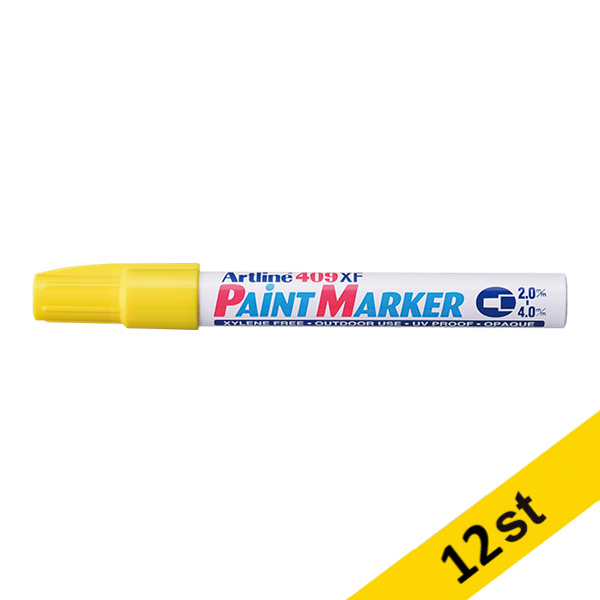 Paint Marker permanent 2-4mm | Artline 409XF | gul | 12st 500904 - 1