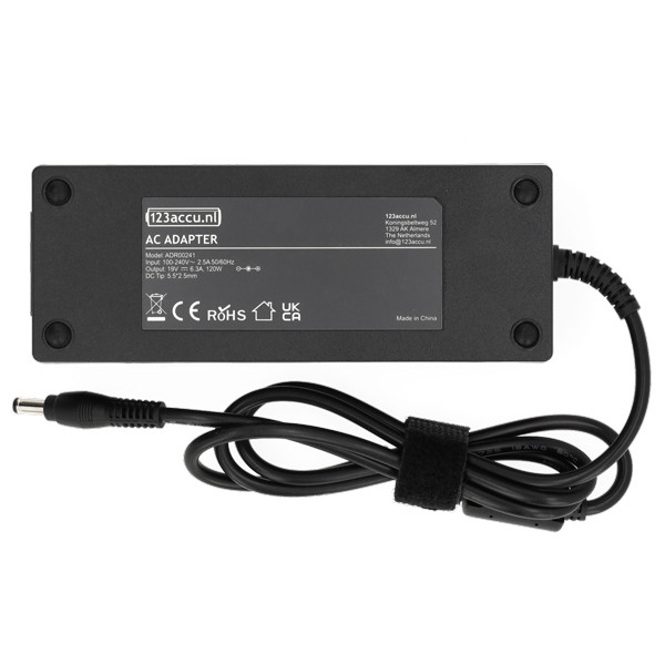 Asus adapter 19V | 6,32A | 120W (varumärket 123ink) 0227A18120 0227A19120 0227A20120 0227C19120 0302A19120 ADR00241 - 2