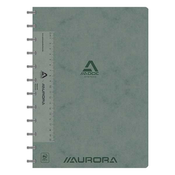 Skrivbok A4 linjerad med linjal | grå | 72 ark | Aurora Adoc 330086 - 1