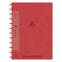 Skrivbok A4 linjerad med linjal | röd | 72 ark | Aurora Adoc 330088