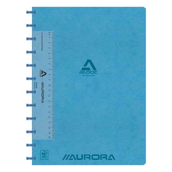 Skrivbok A4 rutat (med linjal) | blå | 72 ark | Aurora Adoc 330090 - 1