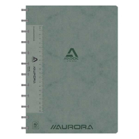 Skrivbok A4 rutat (med linjal) | grå | 72 ark | Aurora Adoc 330089