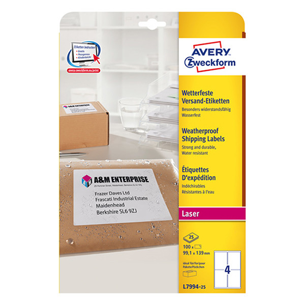 Avery ​​​​​​​Fraktetiketter | 139 x 99,1mm | Avery L7994-25 | 100st AV-L7994-25 212806 - 1
