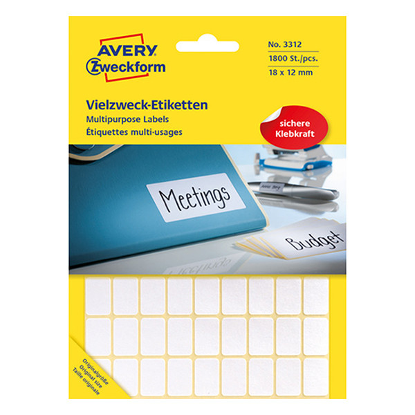 Avery Etiketter | 18 x 12mm | vit | Avery 3312 | 1.800st 3312 212154 - 1