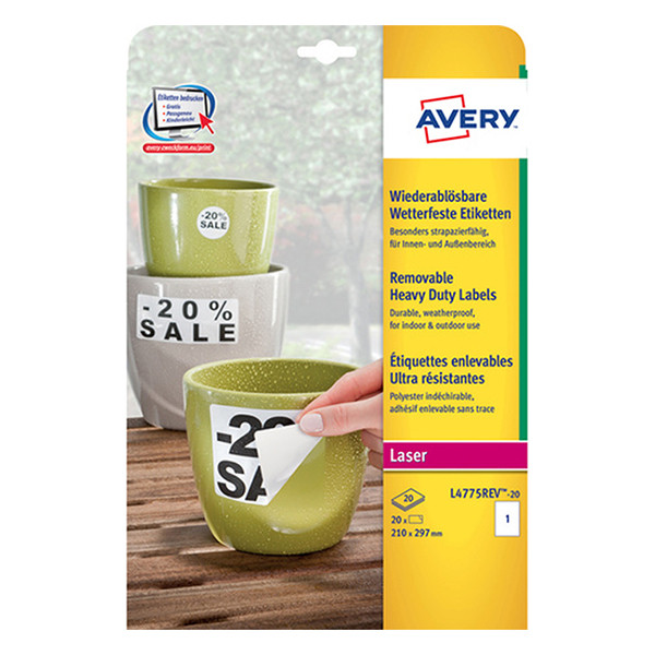 Avery Etiketter | 210 x 297mm | Avery L4775REV-20 | 20st L4775REV-20 212730 - 1