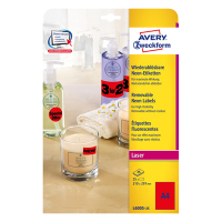 Avery Etiketter | 210 x 297mm | neonröd | Avery L6005-25 | 25st L6005-25 212747