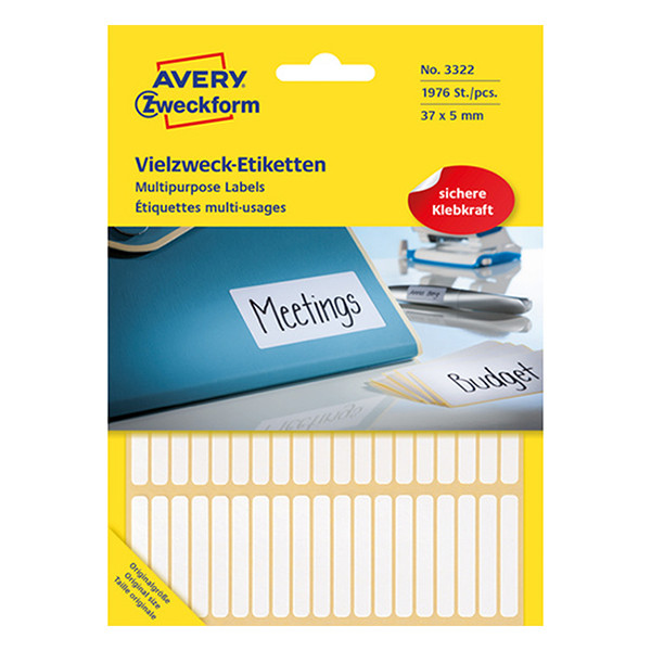 Avery Etiketter | 37 x 5mm | vit | Avery 3322 | 1.976st 3322 212174 - 1