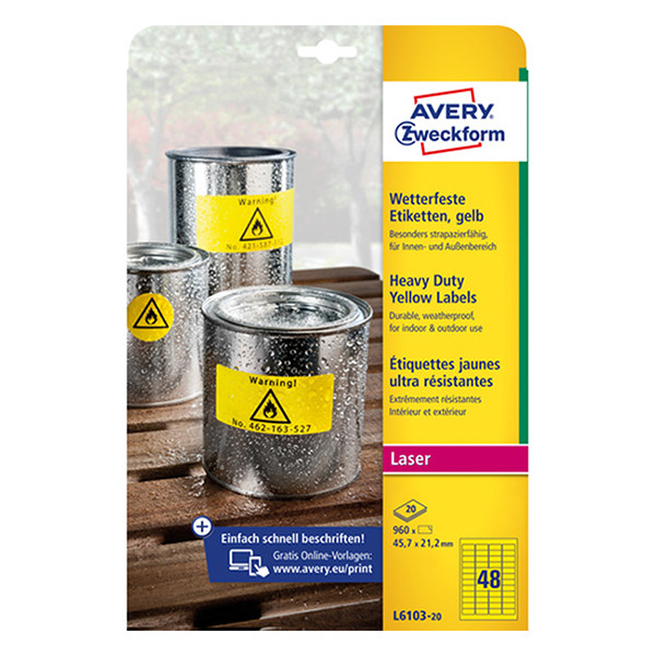 Avery Etiketter | 45,7 x 21,2mm | Avery L6103-20 | 960st L6103-20 212698 - 1